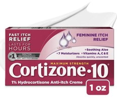 Cortizone 10 FEMININE ITCH Relief Creme Soothing Aloe 1 Oz EXP 2025 - £17.30 GBP
