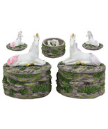 Pastel Blue And Pink Unicorns Sitting On Stone Garden Jewelry Box Figuri... - $32.91 CAD