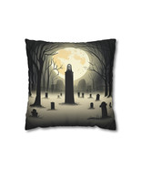 Halloween Creepy Haunted House &amp; Cemetary Polyester Square Pillow Case -... - £14.93 GBP+