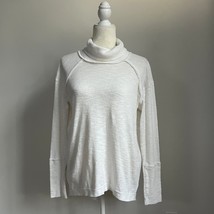 We The Free People Cowl Turtleneck Split Back Long Sleeve Top White Medium - $22.99