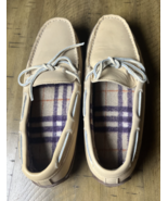 LL Bean Slippers Moccasins Tan Leather Flannel Lined Shoes Womens 9M - $576.89 MXN