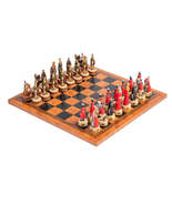 English vs Scottish Hand Painted Resin Chess Pieces + Leatherette Chess ... - $279.00