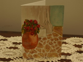 Hand painted blank greeting card greek vase - $5.00