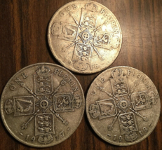 1916 1917 1918 LOT OF 3 UK GB GREAT BRITAIN SILVER FLORIN TWO SHILLINGS ... - £65.77 GBP