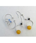 Interchangeable earrings, two pairs silver hoop earrings, crystal bead e... - £19.98 GBP