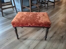 Vintage Mid Century Modern upholstered Rectangle Footstool Ottoman 22 x ... - €34,02 EUR