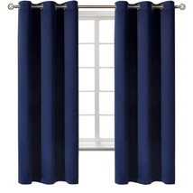 Blackout Curtains Grommet  Room Darkening Curtains(42 x 63 Inch, Navy Blue) - £5.26 GBP