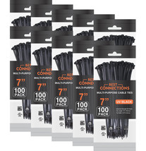 1000 Pieces 7&quot; Black Nylon Cable Zip Wire Ties Up To 50 Lbs (10 Packs Of... - £38.03 GBP
