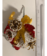 Mercury Glass Bead Brooch Pin Christmas Corsage Plastic Bells Holly Vintage - £9.74 GBP