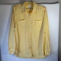 Chico&#39;s Button Down Top Roll Tab Long Sleeve Career Casual Buttery Yello... - $32.67
