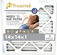 Proairtek AF14141M11SWH Model MERV11 14x14x1 Air Filters (Pack of 4) - £20.71 GBP