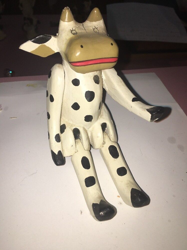 Cow Wooden Carve Statue - $44.43