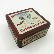 Vintage Hershey&#39;s  Pure Milk Chocolate Tin Can 1992 6.25&quot; x 6.25&quot; x 3&quot; - $12.86