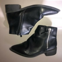 New Look Black 2 Sided Zip Up Ankle Booties Black SZ 6 Pointed Toes - £7.88 GBP