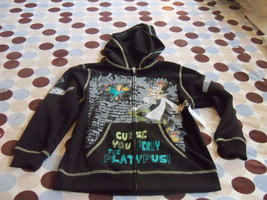 Disney's Perry The Platapus Black Zip Up Hoodie Size 5/6 Children's New Htf - $18.25