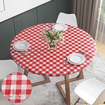 Vinyl Fitted Tablecloth With Elastic Edge Waterproof Round Table Cover With F Ho - £23.97 GBP