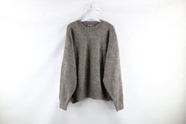 Vtg 90s Streetwear Mens L Blank Ribbed Knit Crewneck Sweater Heather Gray USA - £62.28 GBP