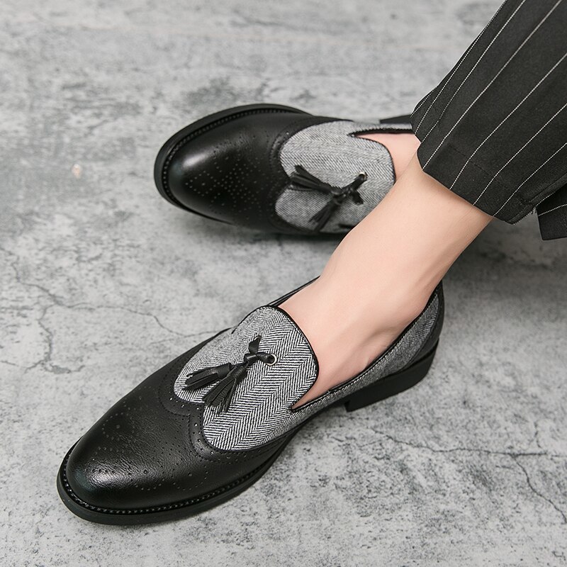 Primary image for ZSAUAN Semi-formal Leather Shoes for Men Tassel Casual Brogue Flats Carved Engla