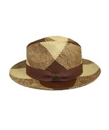 Men&#39;s Bruno Capelo Genuine Straw Fedora Hat Cubano CU404 Natural/Brown - $134.46 CAD