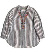 Soft Surroundings Aruba pullover tunic top women 1X striped embroidered ... - £26.36 GBP