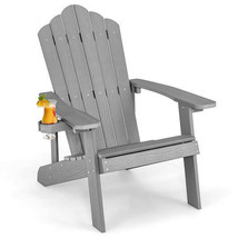 Weather Resistant HIPS Outdoor Adirondack Chair with Cup Holder-Gray - C... - $179.86