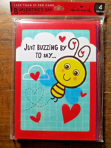 Valentine&#39;s Day 8 Card Pack Hallmark 4 Designs Friends Family Adults Kids Bee - $4.90