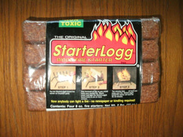 NEW StarterLogg Wood Fire Starter 4 Pack 2 lb. nontoxic wax &amp; kiln dried... - £6.65 GBP