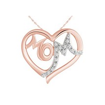 14K Rosa Placcato Oro VVS1 Vero Moissanite Cuore &amp; Bambino Ciondolo Cate... - £53.10 GBP