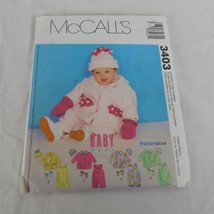 McCalls 3403 Sewing Pattern Infant S-XL Jumpsuit Snap Crotch Jacket Mittens Hat - £4.74 GBP