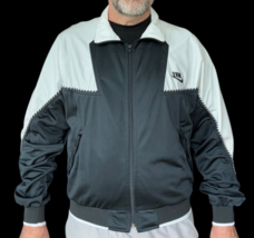 Vintage Nike Black White Zip Logo Swoosh Track Jacket M Medium 90&#39;s Poly... - $35.00