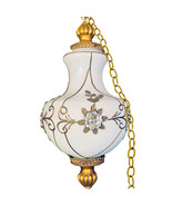 Carl Falkenstein Hollywood Regency Opalescent Glass Hanging Swag Lamp - £218.82 GBP