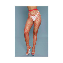 BeWicked Oversized Fishnet Pantyhose Red O/S - £13.54 GBP