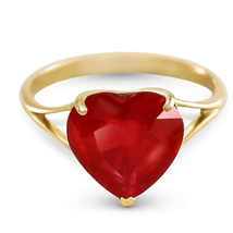 14k Yellow Gold Heart Shape 4.3 CT Natural Ruby Ring 10mm 100% Genuine Gemstone - £393.49 GBP