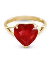 14k Yellow Gold Heart Shape 4.3 CT Natural Ruby Ring 10mm 100% Genuine G... - $498.00