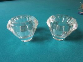 Lenox Candle Holders Crystal Diamond Shape 3&quot; PAIR - €29,75 EUR