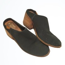 Toms Black Soft Suede Leather Slip On Heeled Mule Clogs Size 9 - £26.09 GBP
