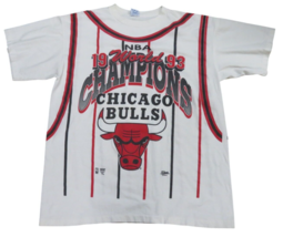 Vintage Chicago Bulls 1993 World Champions Striped XL T-Shirt Salem Whit... - $791.92 MXN