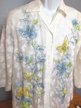 Vintage City Blues Shirt Women&#39;s Sheer Pattern Size M Cotton Blend - £16.14 GBP