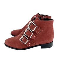 Topshop Krown Amy Ankle Boots Studded Orange Suede Leather Sz 38 EU NEW SH21 - $99.00