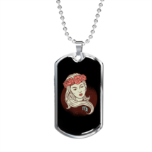 Virgo Lady Zodiac Necklace Stainless Steel or 18k Gold Dog Tag 24&quot; Chain - £35.65 GBP+