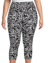 Terra &amp; Sky Plus Size 3X Black White Zebra Print Capri Leggings - $16.49