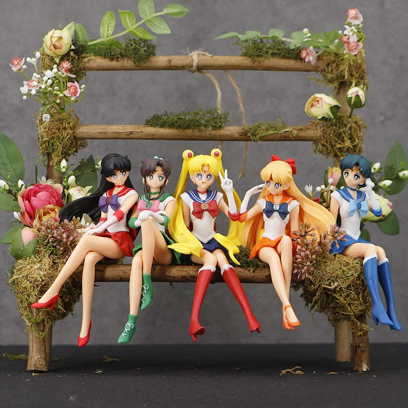 14cm Anime Sailor Moon Cake Ornaments Hino Rei Sailor Mars Jupiter Mercury Venus - £16.41 GBP+