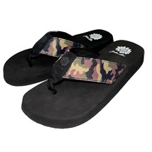 Yellow Box Flip Flops Brown Green Camo Comfort Wedge Sandals Camouflage Filomena - $35.98