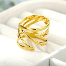 Punk Style Wrap Ring Stainless Steel 18k Gold Plated Adjustable (7 to 9) - £19.26 GBP