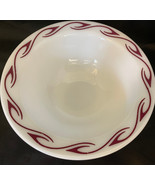 Pyrex Corning Ware Milk Glass Bowl W Burgundy Retro Design On Rim  8-3/4... - £26.79 GBP