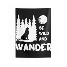 Wild Wolf Tapestry: Be Wild and Wander, Black and White Moonlit Forest Wall Art, - £21.35 GBP+