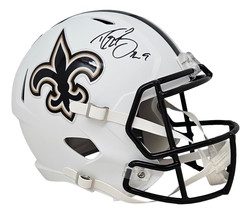 Drew Brees Firmado Nuevo Orleans Saints FS Plano Blanco Speed Réplica Casco Bas - £465.23 GBP