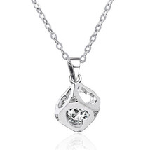 Crystals From Swarovski Love Cube Necklace In Sterling Silver Overlay 18... - £26.61 GBP