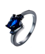 Ring; Heart Purple Cultured Sapphire Stone, 14K Black Gold Filled Size 1... - $17.81