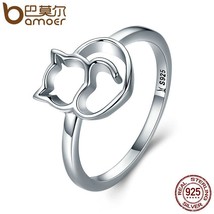 BAMOER Beautiful / Cute 925 Sterling Silver Cat &amp; Heart Themed Ladies / ... - $15.85